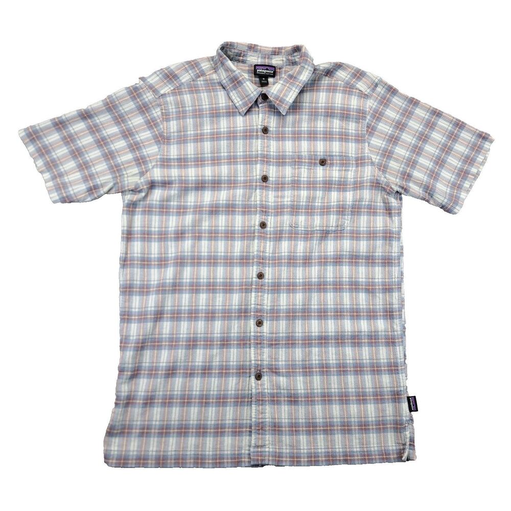 Patagonia A/C Shirt Mens M Organic Cotton Lightweight Crepe Short Sleeve Button